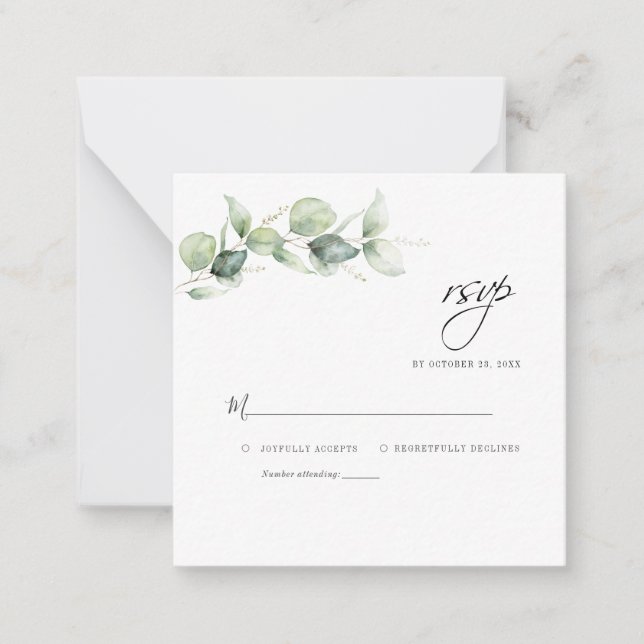 Eucalyptus Greenery Wedding RSVP Card (Front)