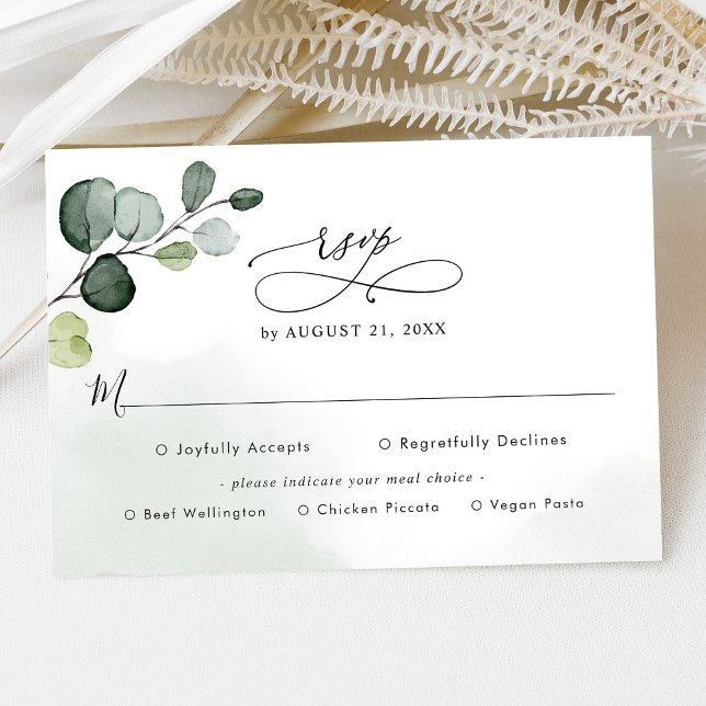 Eucalyptus Greenery Wedding Rsvp with Meal Options Card (Creator Uploaded)