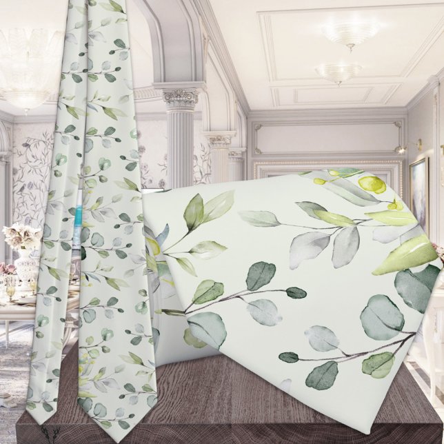 Eucalyptus Greenery Wedding Sage Green Tie (Creator Uploaded)