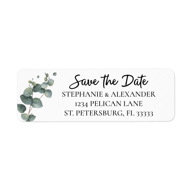 Eucalyptus Greenery Wedding Save the Date (Front)