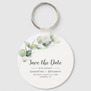 Eucalyptus Greenery Wedding Save the Date Key Ring