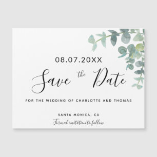 Eucalyptus greenery wedding save the date magnet