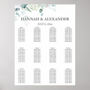 Eucalyptus Greenery Wedding Seating Chart