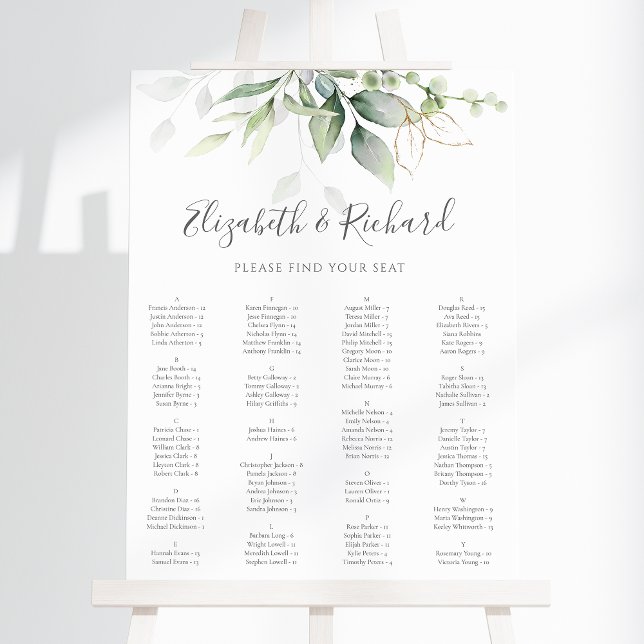 Eucalyptus Greenery Wedding Seating Chart (Creator Uploaded)