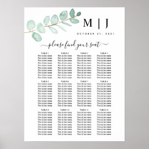 Eucalyptus Greenery Wedding Seating Chart
