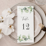 Eucalyptus Greenery Wedding Seating Table Number<br><div class="desc">Plan your wedding reception with precision, from save the date, to day of the wedding events like the reception and seating arrangements with these botanical eucalyptus leaves table number seating chart cards. Simple plug in the names of the guests and the table numbers. This way, the wedding party will arrive...</div>