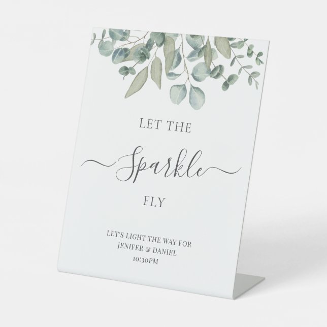 Eucalyptus Greenery Wedding Sparkle Sign (Front)