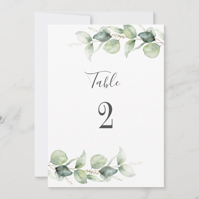 Eucalyptus Greenery Wedding Table Number 2 Seating (Front)