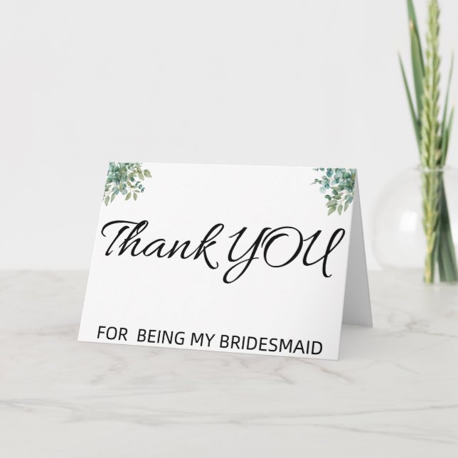 eucalyptus greenery wedding thank you card (Front)