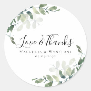 Eucalyptus Greenery Wedding Thank You Classic Round Sticker