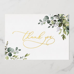 Eucalyptus Greenery Wedding Thank You Gold