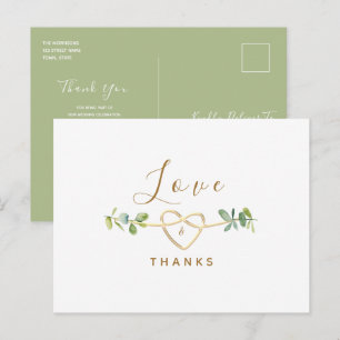 Eucalyptus Greenery Wedding Thank You Postcard