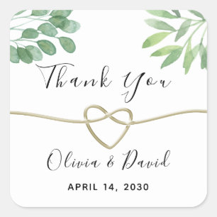 Eucalyptus Greenery Wedding Thank You Square Sticker