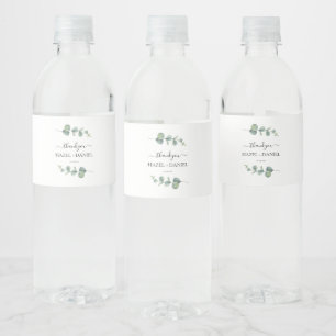 Eucalyptus Greenery Wedding Thank You  Water Bottle Label