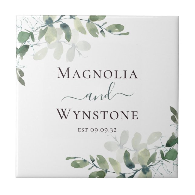 Eucalyptus Greenery Wedding  Tile (Front)