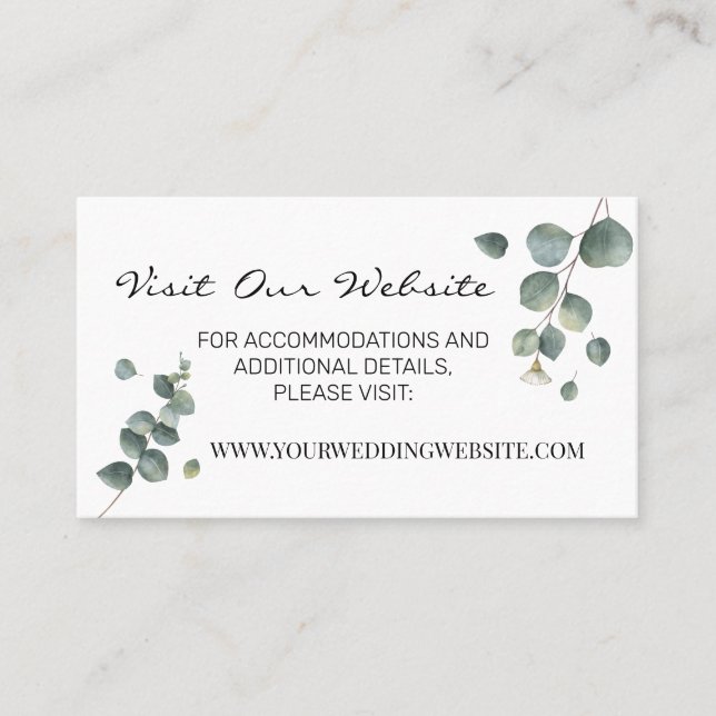 Eucalyptus greenery wedding website Insert card (Front)