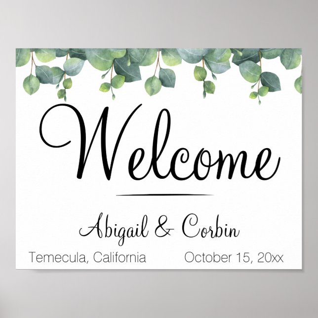 Eucalyptus Greenery Wedding Welcome Poster (Front)