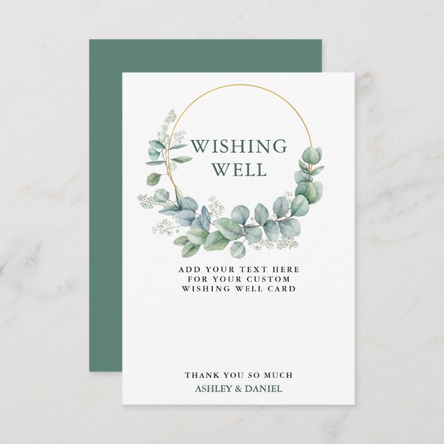 Eucalyptus Greenery Wedding Wishing Well Card (Front/Back)