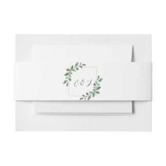 Eucalyptus Greenery Wedding with Custom Initials Invitation Belly Band