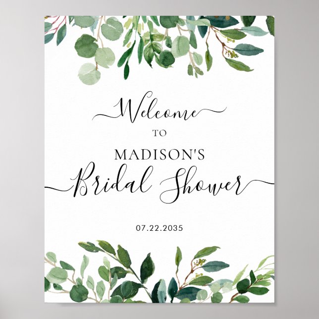 Eucalyptus Greenery Welcome Bridal Shower Sign (Front)