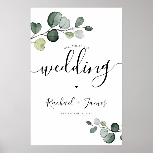Eucalyptus Greenery Welcome Wedding Sign (Front)