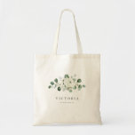 Eucalyptus Greenery white floral rustic bridesmaid Tote Bag<br><div class="desc">Modern chic watercolor eucalyptus greenery and white floral design,  with personalised bridesmaid name,  elegant and stylish,  great personalised bridesmaid gifts for rustic wedding,  botanical wedding and beach wedding in spring and summer. 
See all the matching pieces in collection</div>
