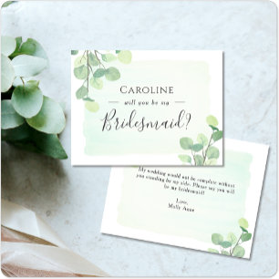 Eucalyptus Greenery Will You Be My Bridesmaid Invitation Postcard