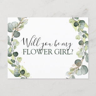 Eucalyptus Greenery Will you Be My Flower Girl Announcement Postcard