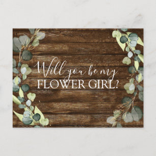 Eucalyptus Greenery Will you Be My Flower Girl Announcement Postcard