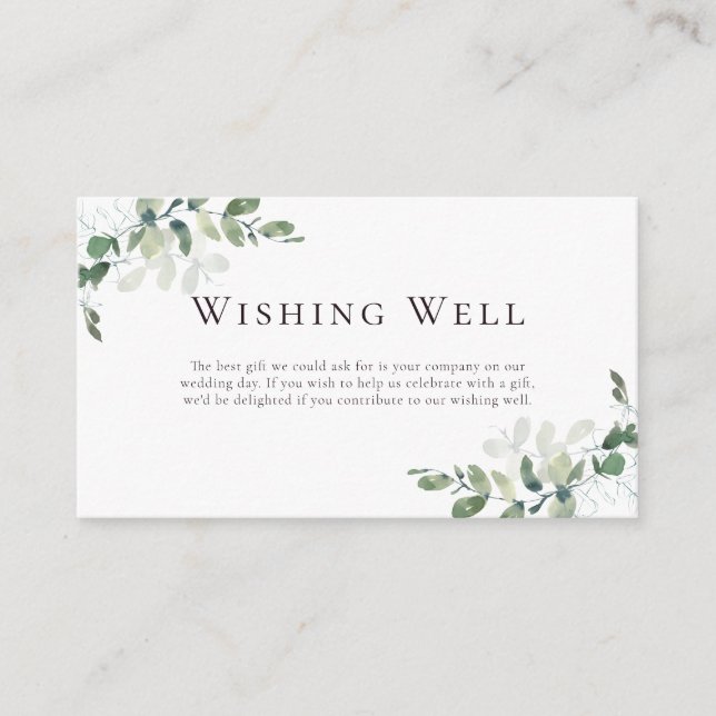 Eucalyptus Greenery  Wishing Well Wedding  Enclosure Card (Front)