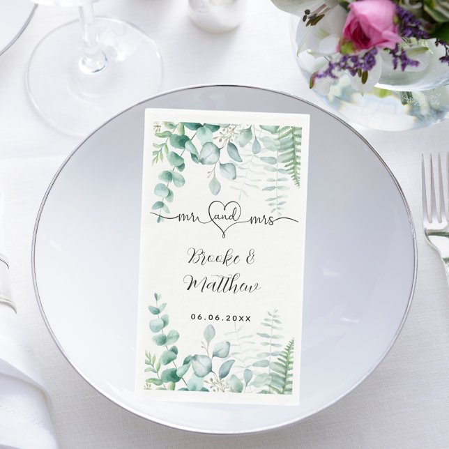 Eucalyptus greenery woodland ferns names wedding napkin (Creator Uploaded)