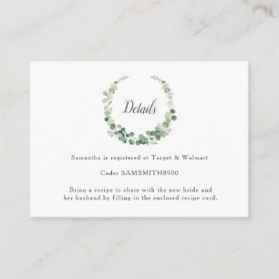 Eucalyptus Greenery Wreath Bridal Shower Details Enclosure Card