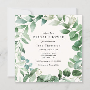 Eucalyptus Greenery Wreath Bridal Shower Invitation