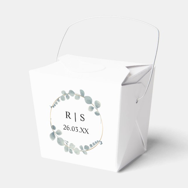 Eucalyptus Greenery Wreath Minimalist Wedding  Favour Box (Front Side)
