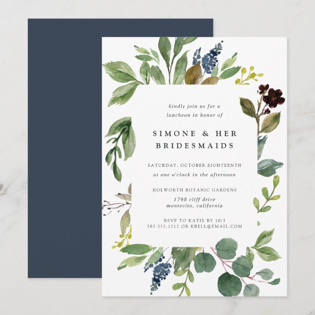 Eucalyptus Grove Bridesmaids Luncheon Invitation (Front/Back)