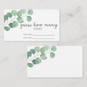 Eucalyptus - Guess how many corks bridal game Enclosure Card