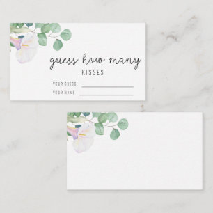 Eucalyptus - Guess how many kisses bridal game Enclosure Card