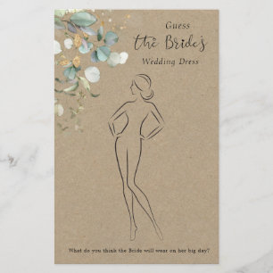 Eucalyptus Guess The Dress Bridal Shower Game Stationery