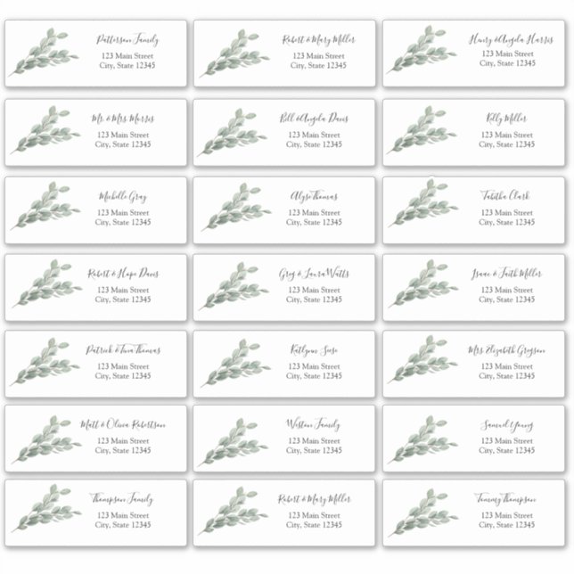 Eucalyptus Guest Address Envelope Sticker (Front)