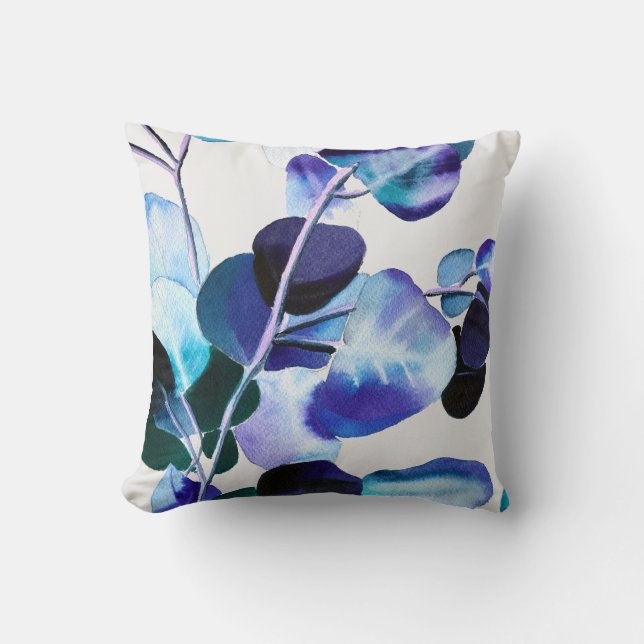Eucalyptus Gum Leaves watercolor art Cushion (Front)