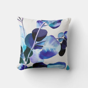 Eucalyptus gum leaves watercolor cushion