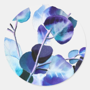 Eucalyptus Gum leaves watercolour art Classic Round Sticker