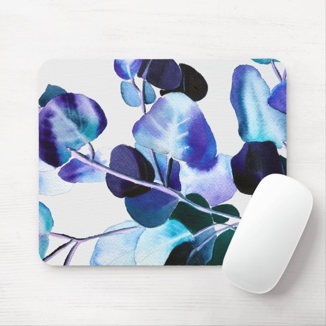 Eucalyptus Gum leaves watercolour art Mouse Mat (With Mouse)
