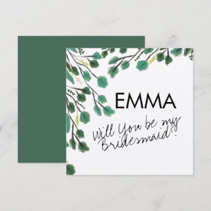 Eucalyptus Hand Drawn Leaf Bridesmaid Card