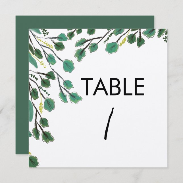 Eucalyptus Hand Drawn Leaf Table Card (Front/Back)