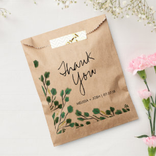 Eucalyptus Hand Drawn Leaf Thank You Favour Bags