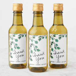 Eucalyptus Hand Drawn Leaf Thank You      Wine Label