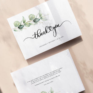Eucalyptus Hand-Lettered Wedding Thank You Card