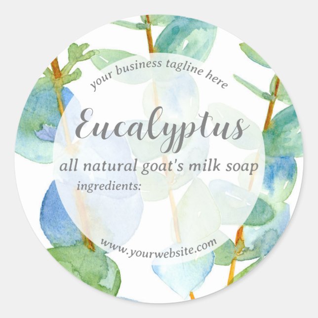 Eucalyptus Handmade Soap Skincare Product Label (Front)