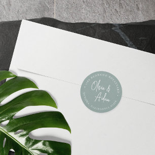 Eucalyptus Handwritten Wedding Return Address Classic Round Sticker